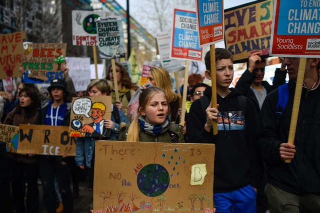 Young protestors take part in a climate strike in London last Friday