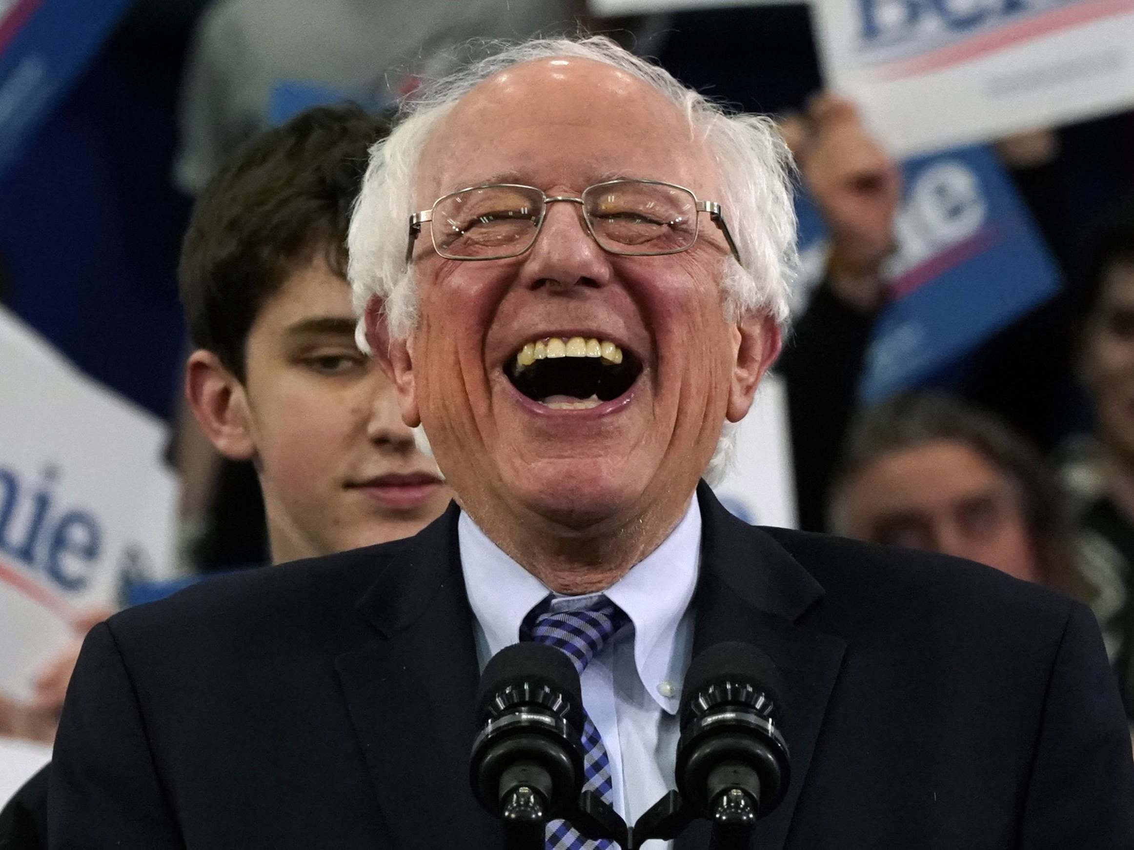 Democratic presidential hopeful Bernie Sanders, senator of Vermont, speaks at an event at the SNHU Field House in Manchester, New Hampshire, 11 February, 2020.