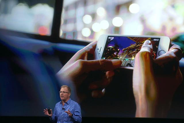 Apple VP Greg Joswiak announces the new iPhone SE during an Apple special event at the Apple headquarters on March 21, 2016 in Cupertino, California