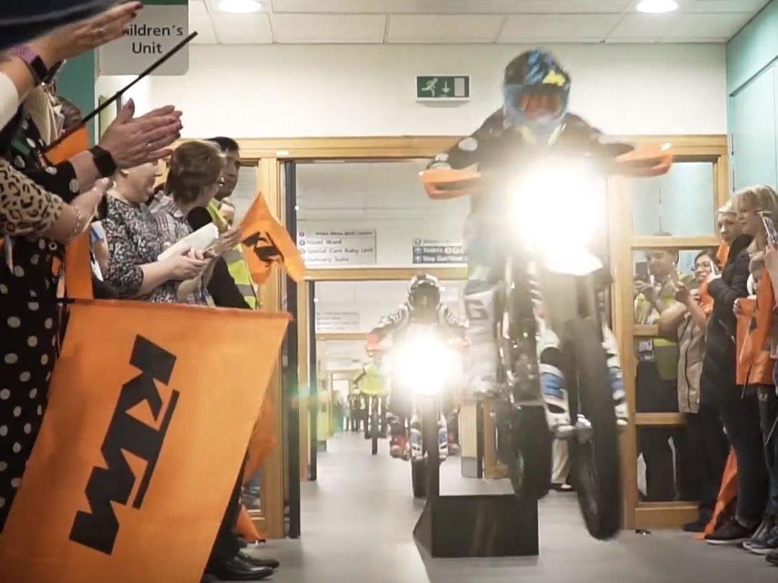 Hospital corridors turned into motorbike track for sick children