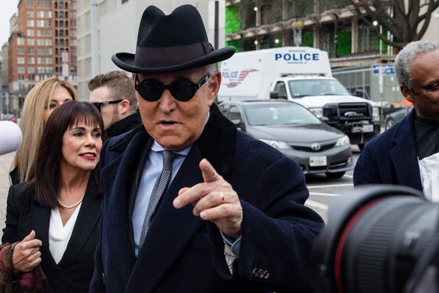 Roger Stone arrives for his sentencing in Washington. EPA