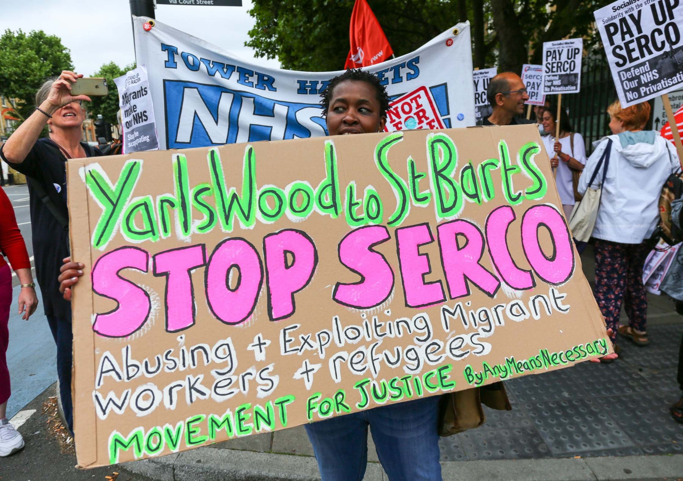 Health workers demonstrating in London in 2017 over their pay and treatment by Serco