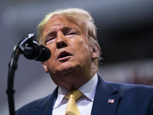 Donald Trump speaks during a campaign rally at The Broadmoor World Arena in Colorado Springs on 20 February 2020