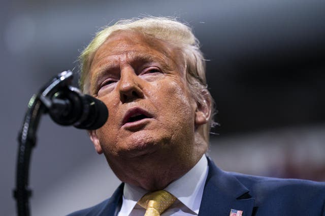 Donald Trump speaks during a campaign rally at The Broadmoor World Arena in Colorado Springs on 20 February 2020