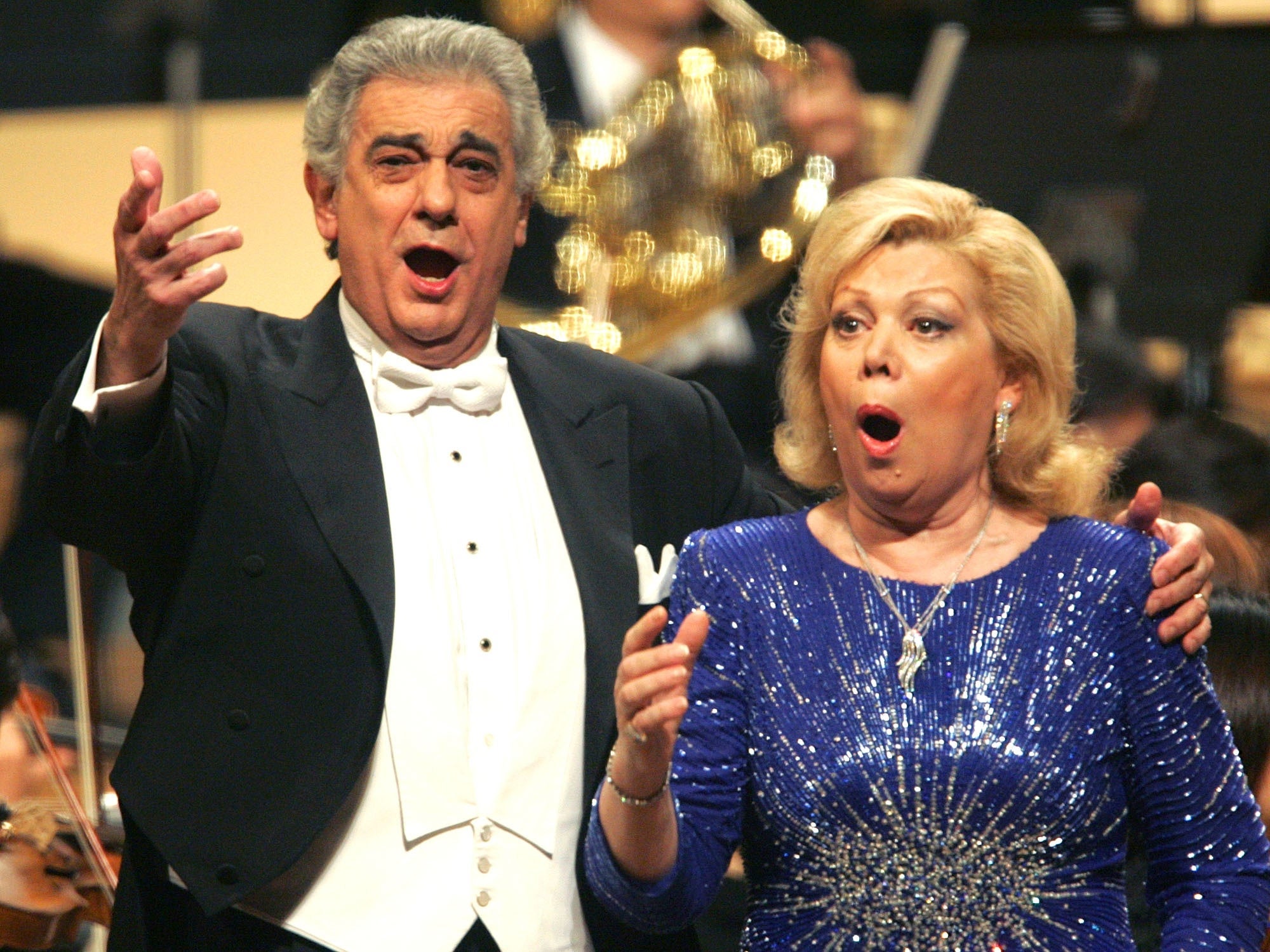 The opera singer at a Tokyo concert with Placido Domingo