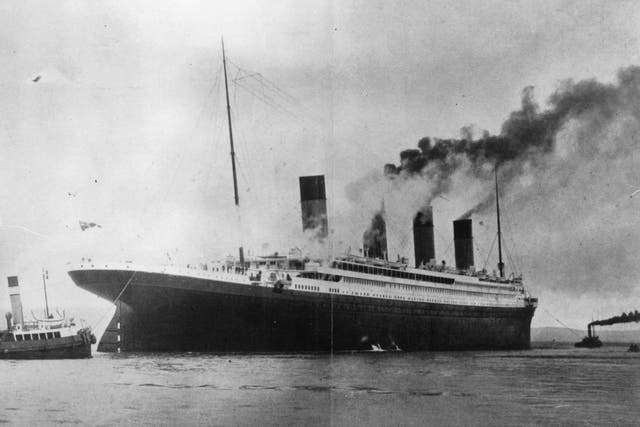 The luxury White Star liner 'Titanic', which sank on its maiden voyage to America in 1912, seen here on trials in Belfast Lough