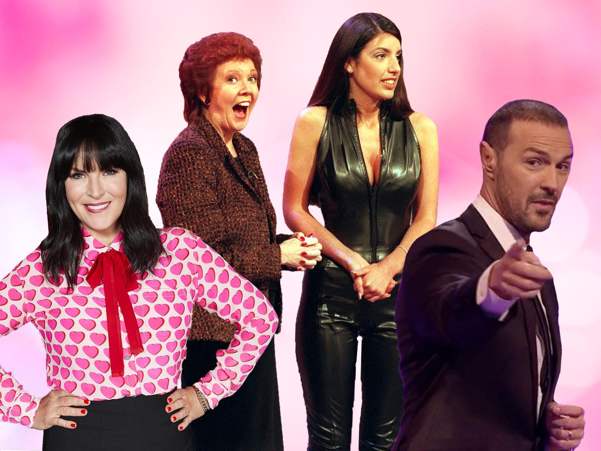 From left: ‘Naked Attraction’ host Anna Richardson, Cilla Black with a ‘Blind Date’ contestant, and Paddy McGuinness