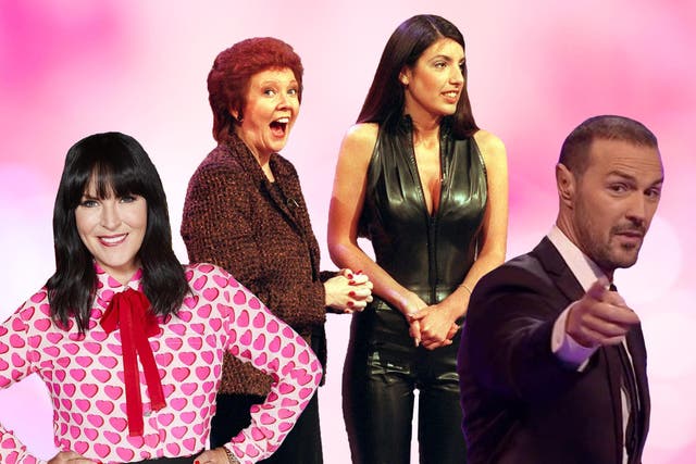 From left: ‘Naked Attraction’ host Anna Richardson, Cilla Black with a ‘Blind Date’ contestant, and Paddy McGuinness