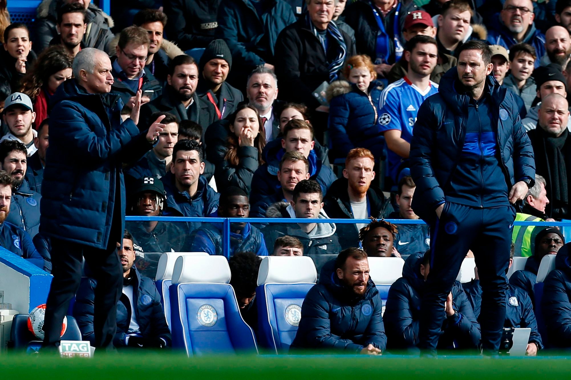 Mourinho and Lampard watch on