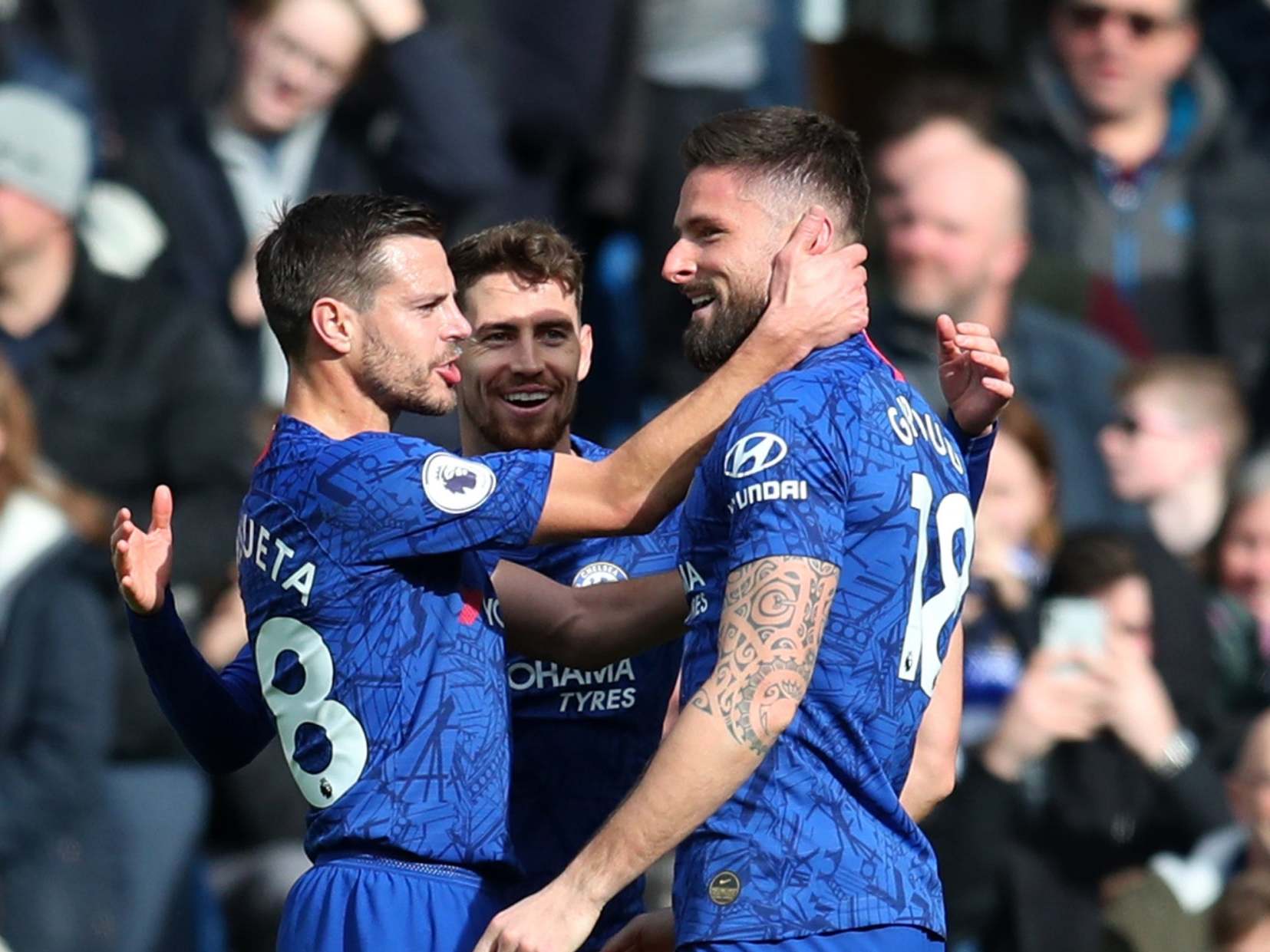 Olivier Giroud of Chelsea celebrates