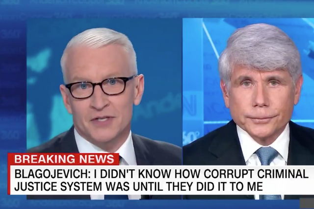 CNN anchor Anderson Cooper confronted an unrepentant Rod Blagojevich on the 21 February, 2020, edition of his show AC360 in a heated exchange described by viewers as 'masterful'