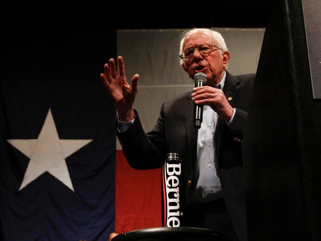 Bernie Sanders at a campaign rally in Texas on the day of Nevada caucuses