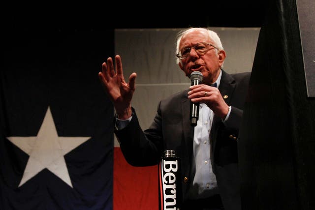 Bernie Sanders at a campaign rally in Texas on the day of Nevada caucuses