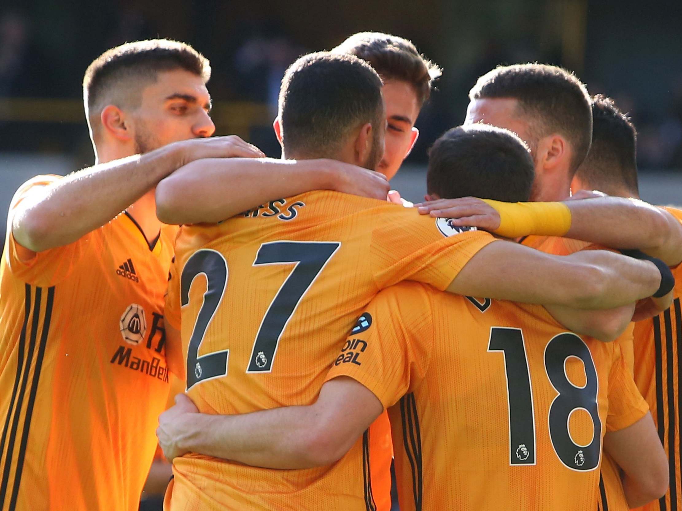 Wolves celebrate during their comfortable victory over Norwich