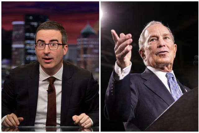 John Oliver (left) has urged US voters not to support Mike Bloomberg