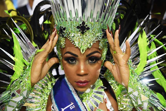 A carnival princess performs during the first night of carnival parade at the Sambadrome in Rio de Janeiro, Brazil on 23 February 2020