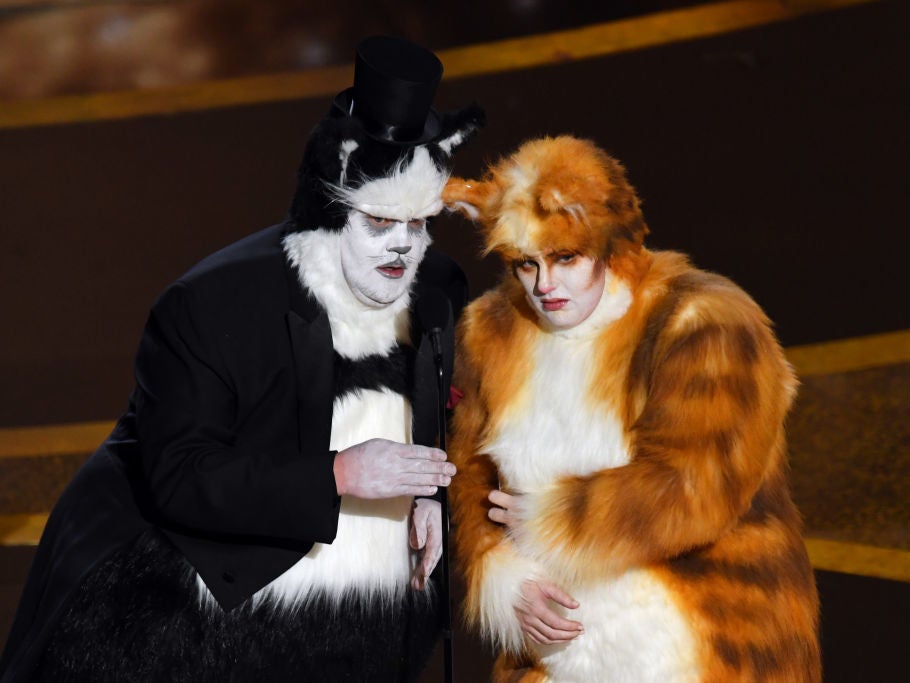 Not funny?: James Corden and Rebel Wilson mock 'Cats' at the 2020 Academy Awards