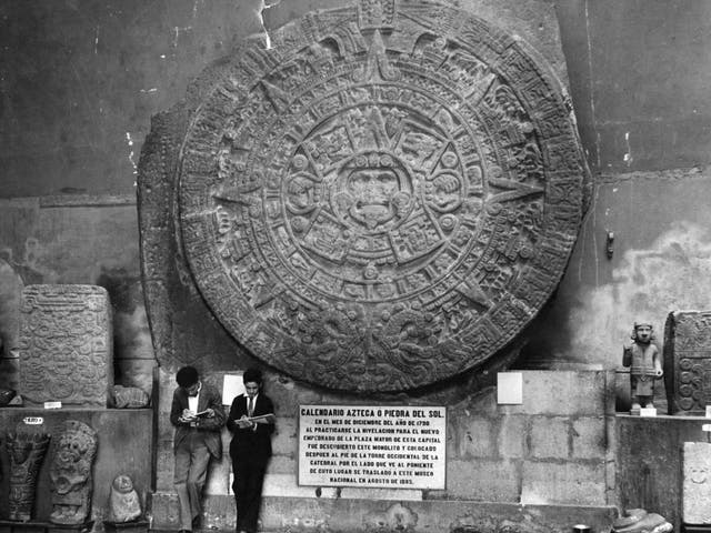 Calendars vary by century and by time. Pictured above is the Aztec calendar at the American National Museum in 1930