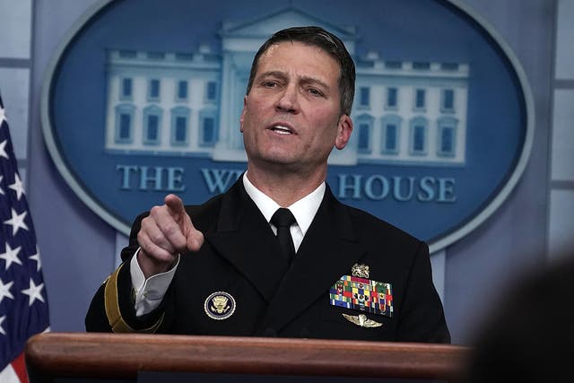 Physician to US President Donald Trump Dr Ronny Jackson speaks during the daily White House press briefing