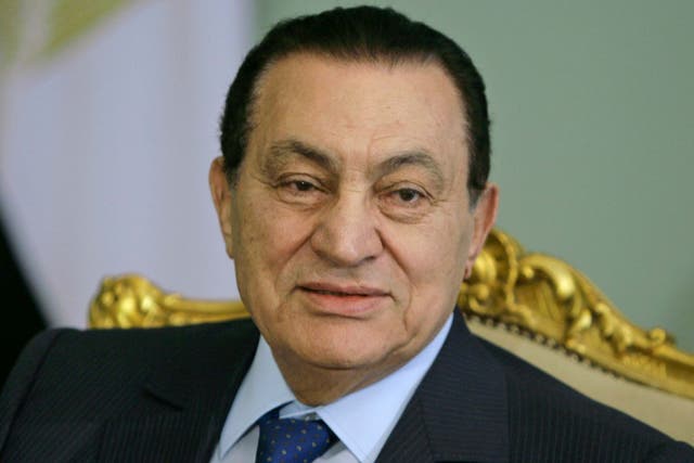 Egyptian president Hosni Mubarak at a presidential meeting in Cairo in 2008