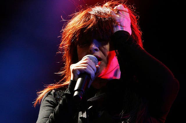 Raunchy riffing: Divinyls frontwoman Chrissy Amphlett performs on stage in 2007