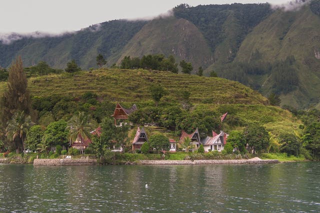 Lake Toba, on northern Sumatra, was formed by the volcano's eruption 74,000 years ago