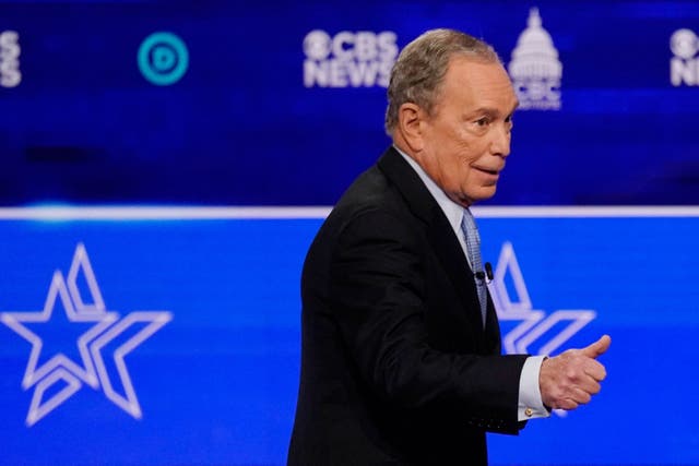 Former New York mayor Mike Bloomberg at the Democratic debate in Charleston, South Carolina