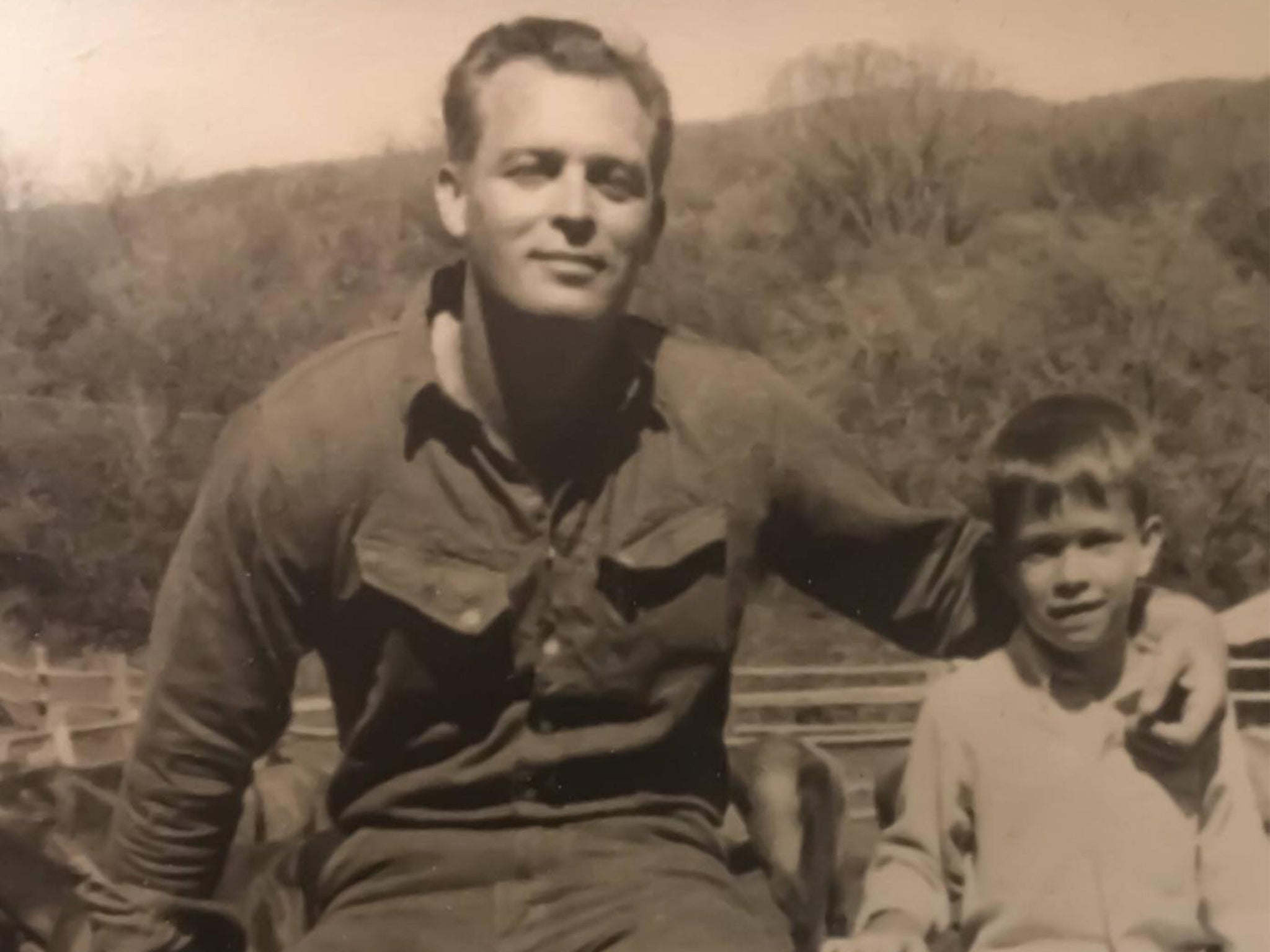 Alan and his father on Coulter Lake Ranch, Riffle, Colorado, in 1968