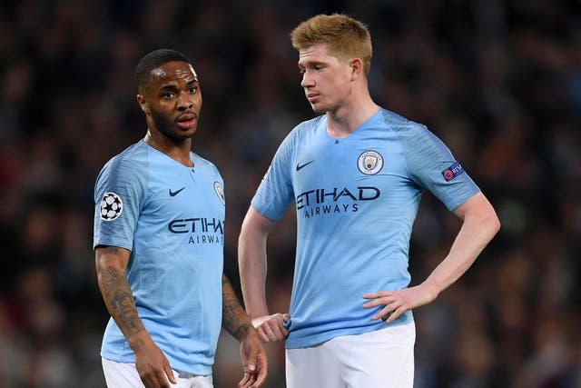 Manchester City's Raheem Sterling and Kevin De Bruyne