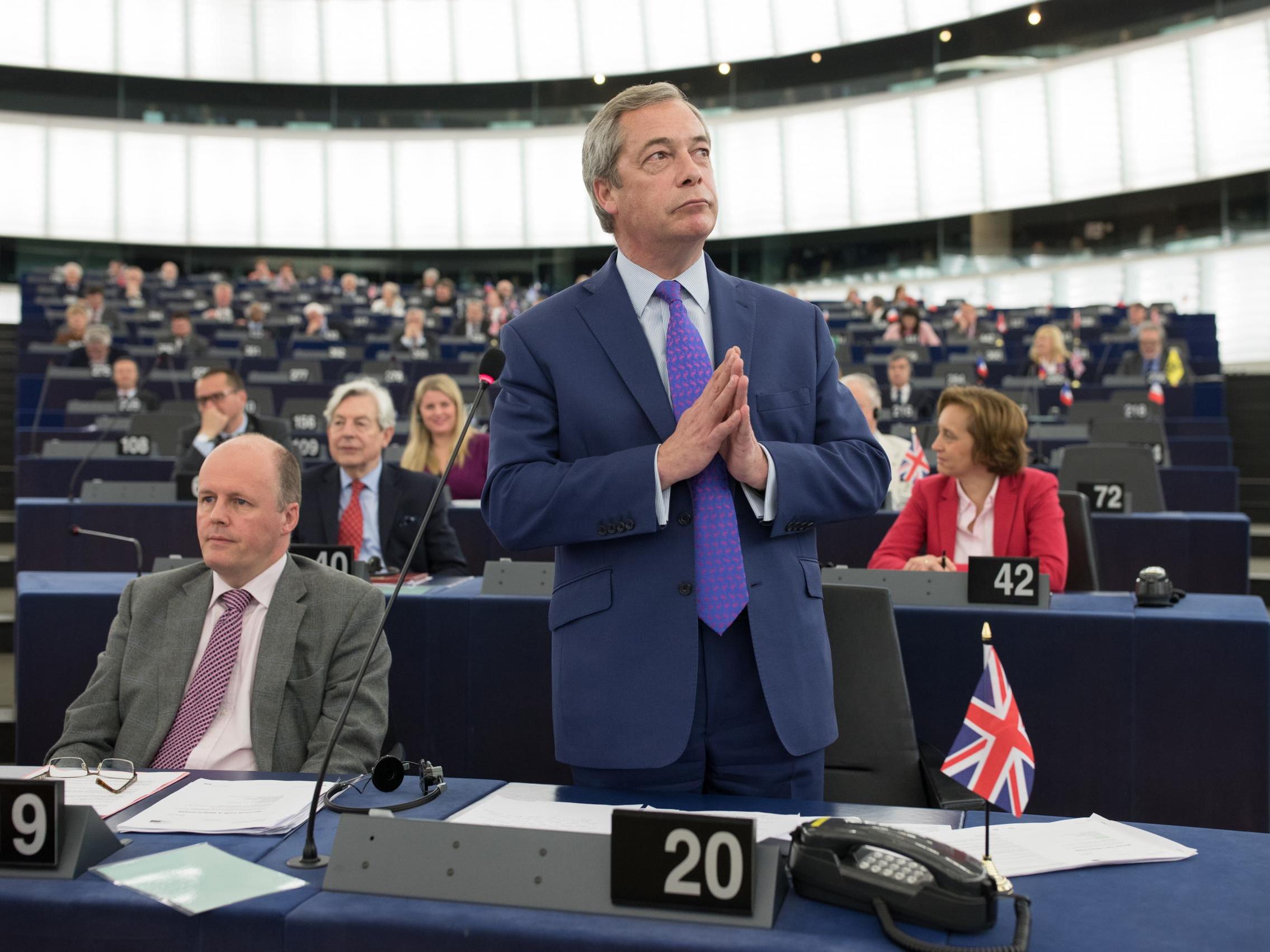 ‘You’re not laughing now,’ said Farage, echoing Hitler (Bloomberg via Getty)