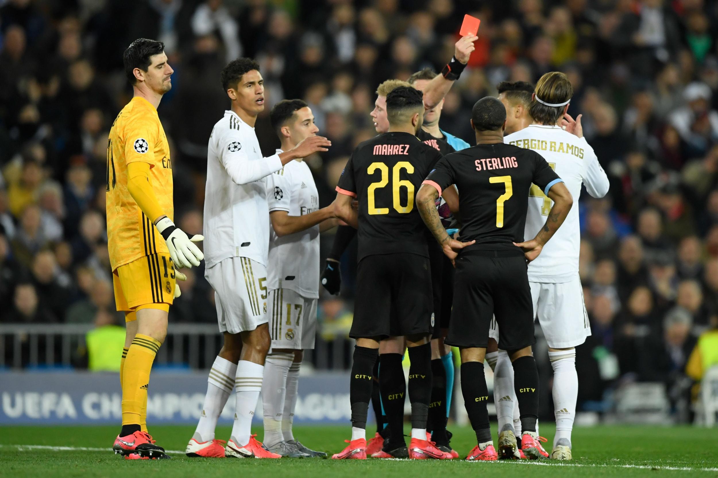 Sergio Ramos was sent off against Man City in the first leg