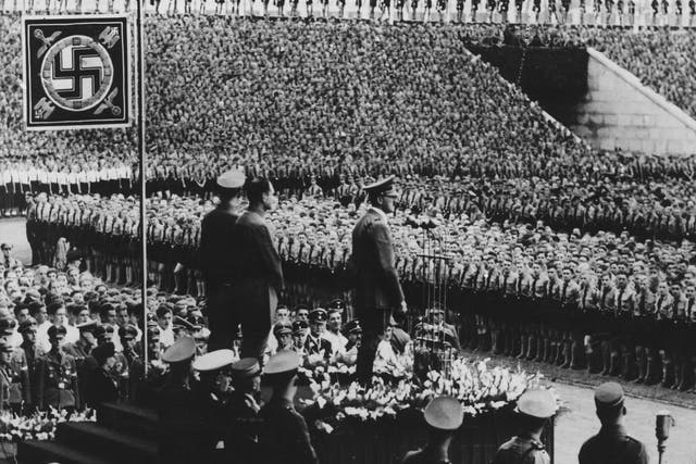 Hitler at the Nuremberg rally in 1938: his fascist language was recycled in the Brexit ‘debate’