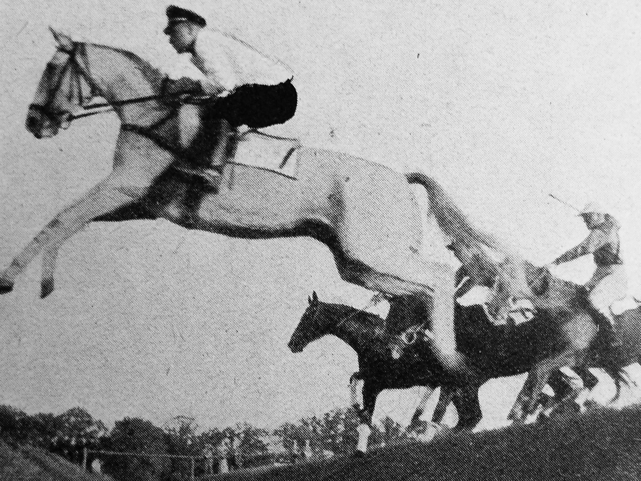 Lengnik, in SS uniform, was flung so heavily from his saddle he smashed his collar bone