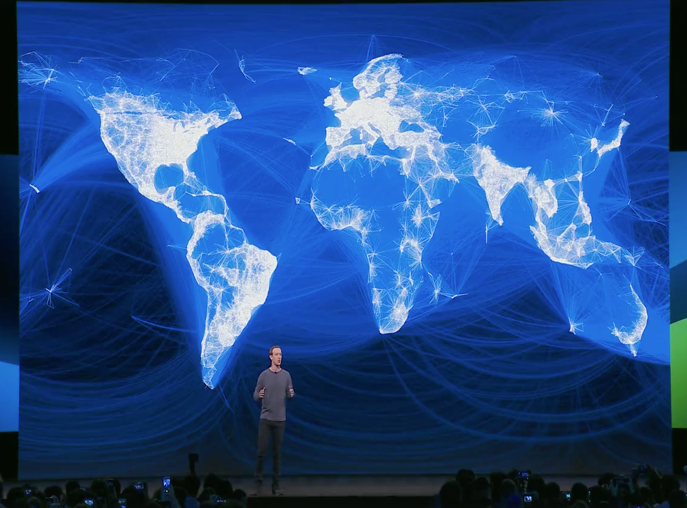 Mark Zuckerberg delivering the keynote address at the F8 conference in 2019
