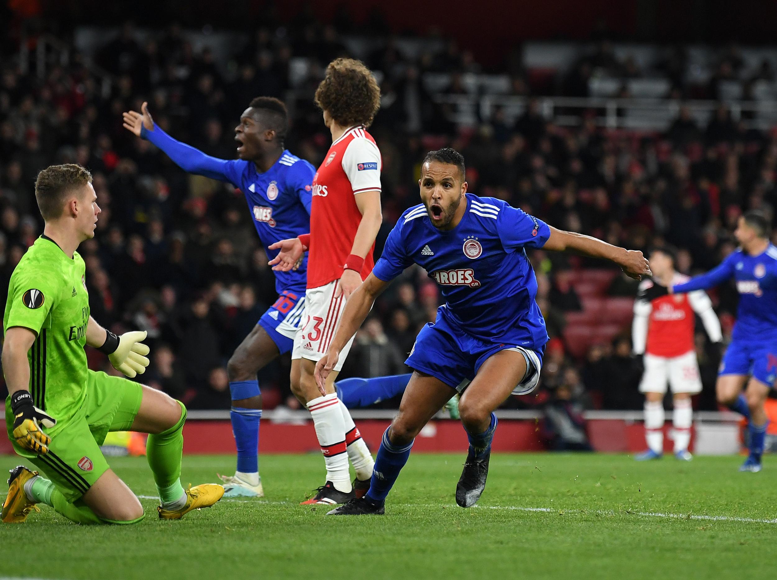 Heartbreak for Arsenal as dramatic extra-time Olympiacos goal sends them out of Europa League