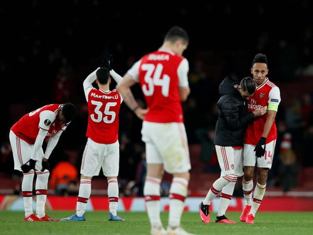 Arsenal were left distraught after their last 16 exit