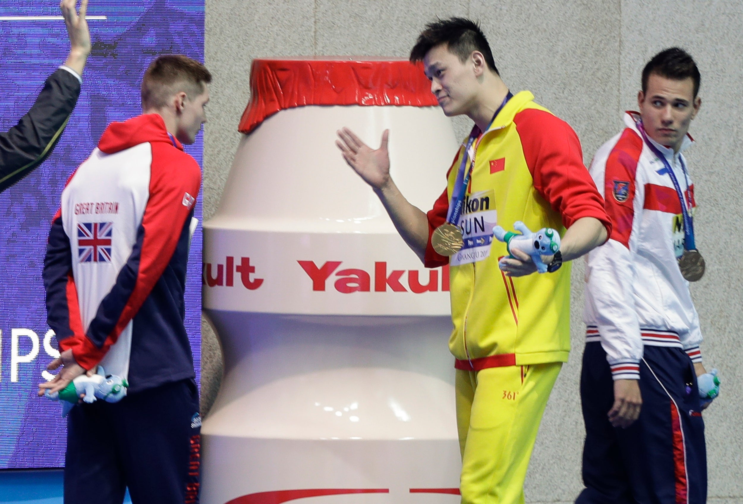 The Chinese star clashed with Team GB swimmer Duncan Scott