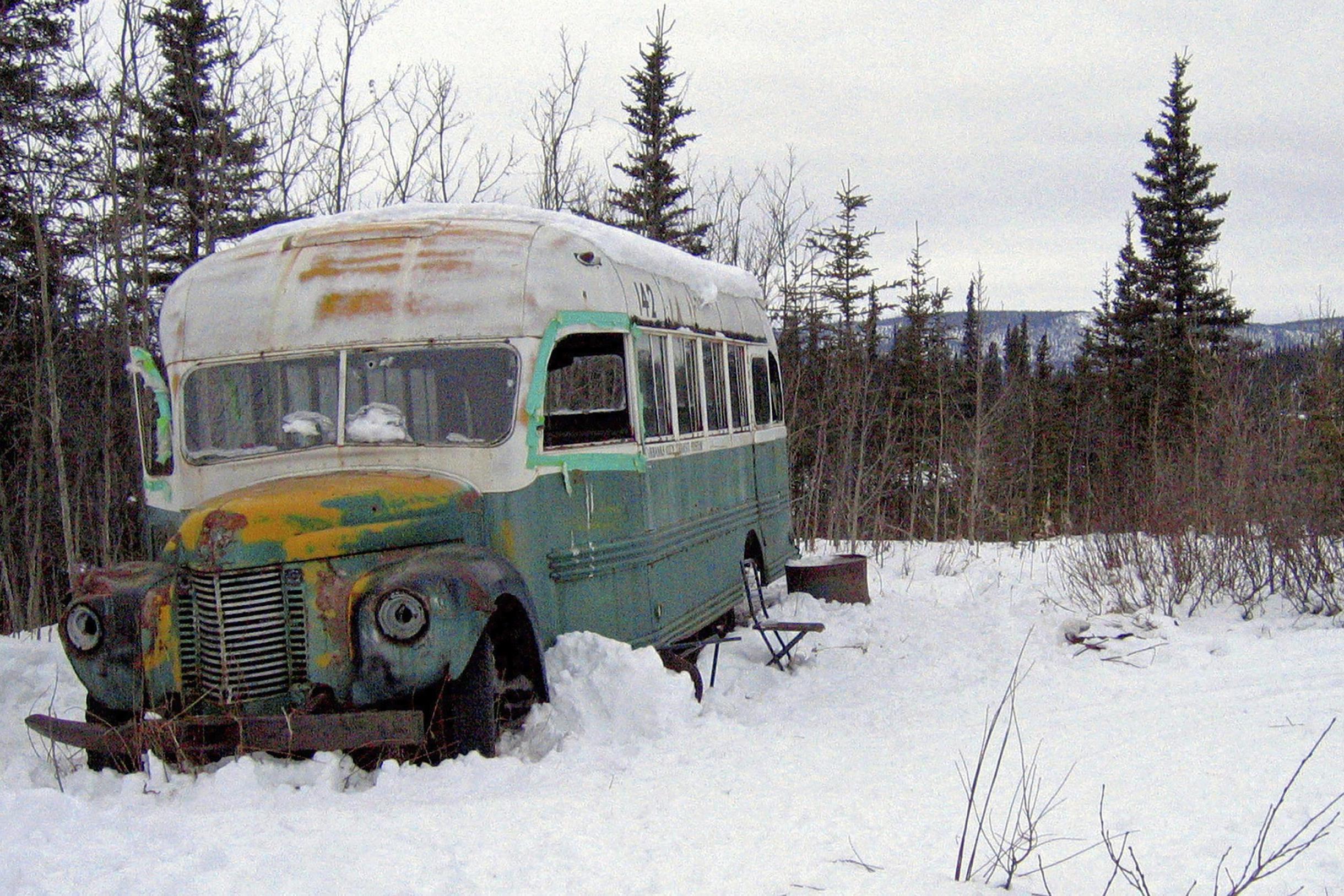 The abandoned bus where Christopher McCandless starved to death in 1992 on Stampede Road near Healy, Alaska, is pictured in 2006.