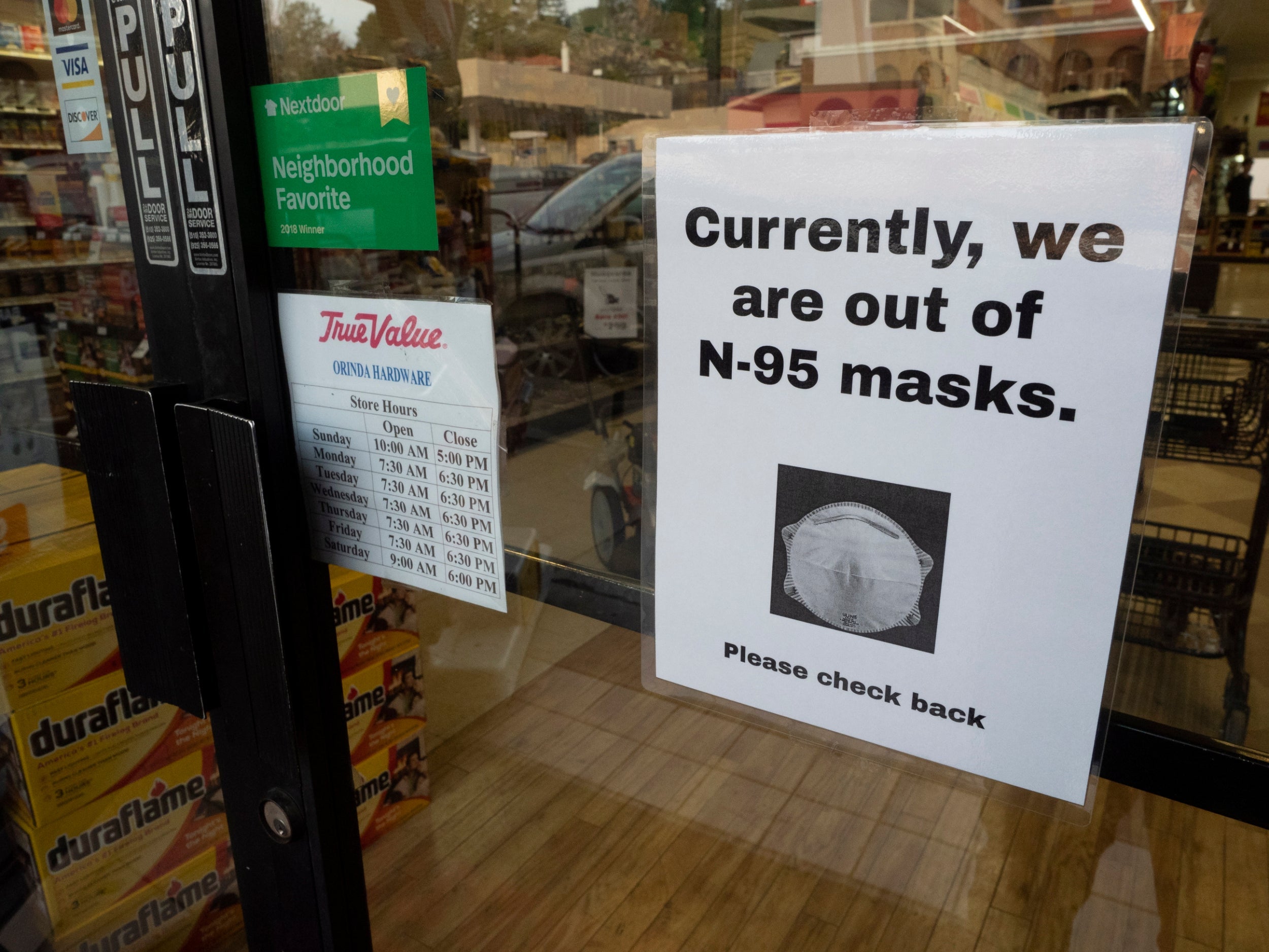 A sign in a hardware store in Orinda, California