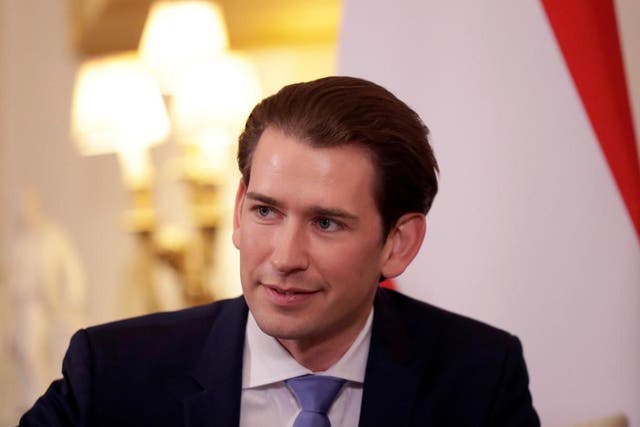 Austrian Chancellor Sebastian Kurz pictured in 10 Downing Street attending a meeting with prime minister Boris Johnson on 25 February 2020