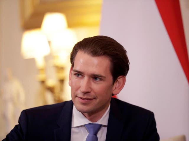 Austrian Chancellor Sebastian Kurz pictured in 10 Downing Street attending a meeting with prime minister Boris Johnson on 25 February 2020