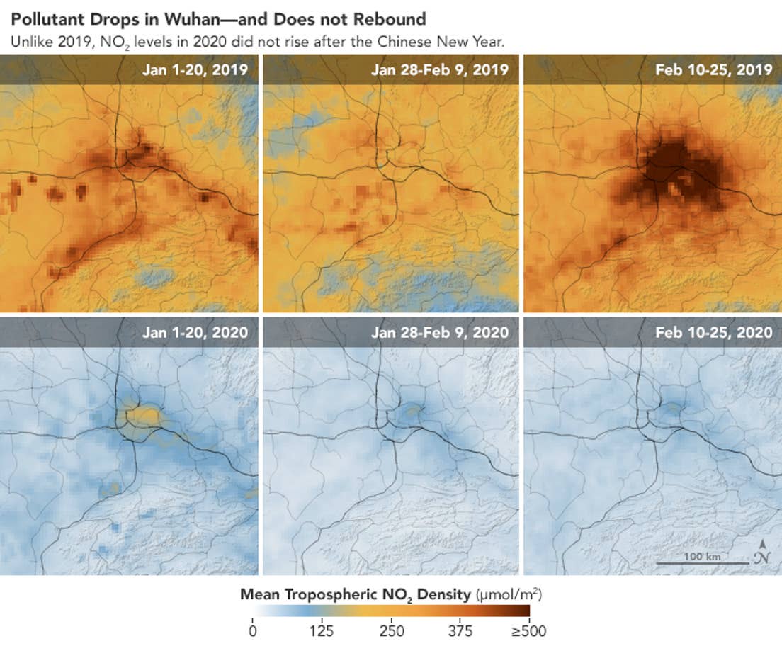 Coronavirus: Space images reveal drastic fall in pollution over China as factories closed Wuhan-trop-2020056