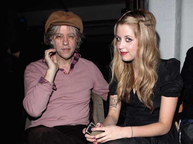 Sir Bob Geldof and Peaches Geldof on the front row at London Fashion Week, 23 February 2009