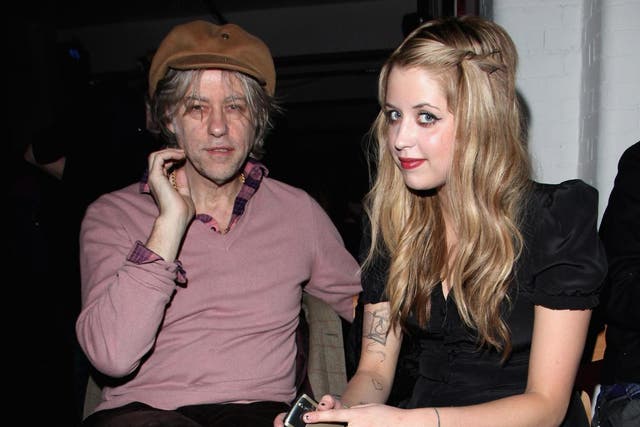 Sir Bob Geldof and Peaches Geldof on the front row at London Fashion Week, 23 February 2009