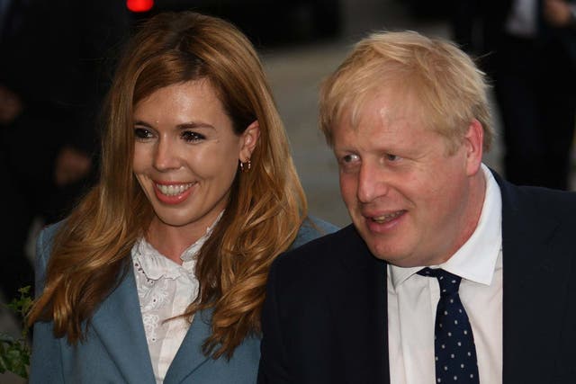 Prime minister Boris Johnson pictured with Carrie Symonds in Manchester on 28 September 2019.