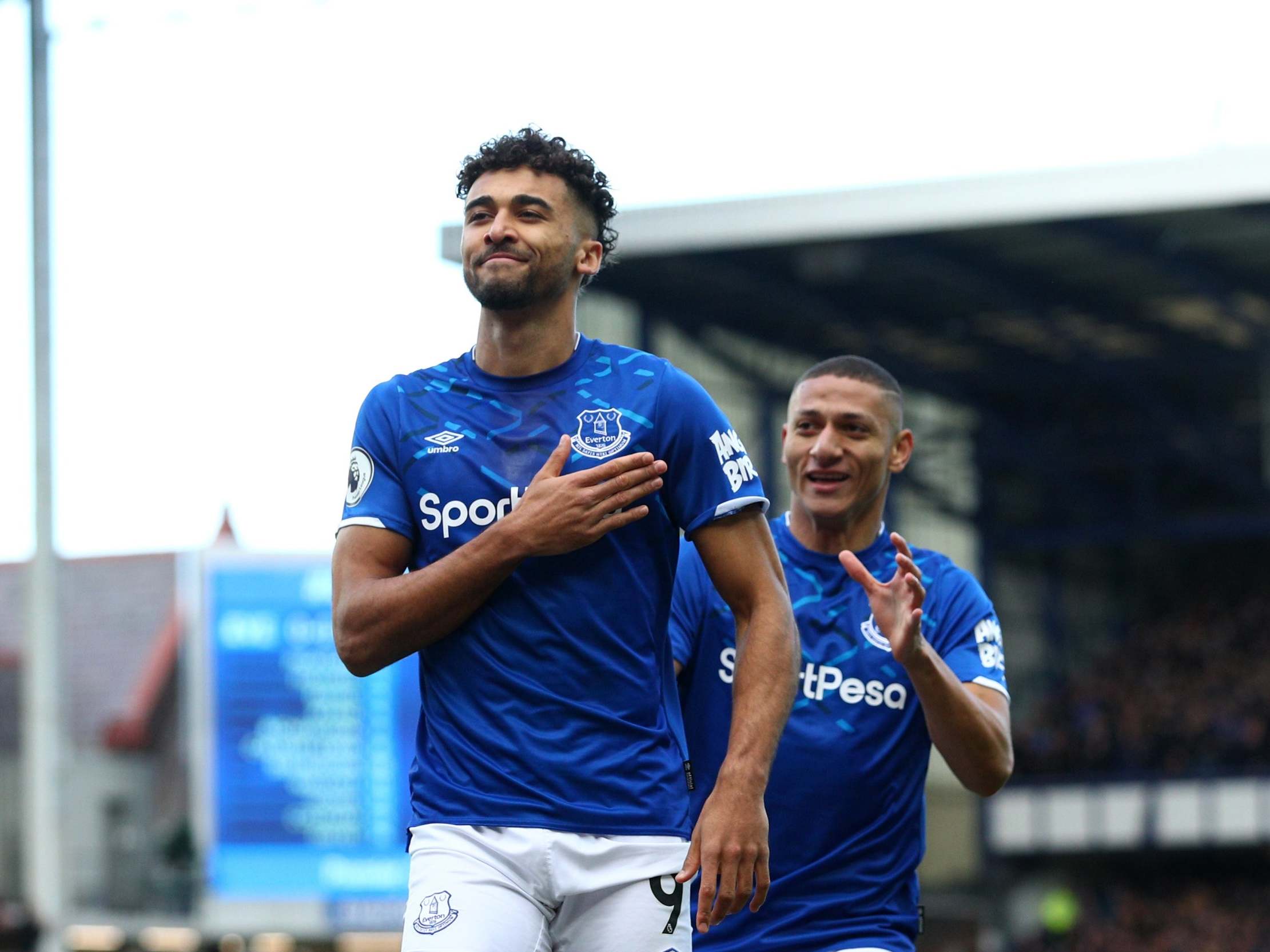 Calvert-Lewin celebrates the opener for Everton