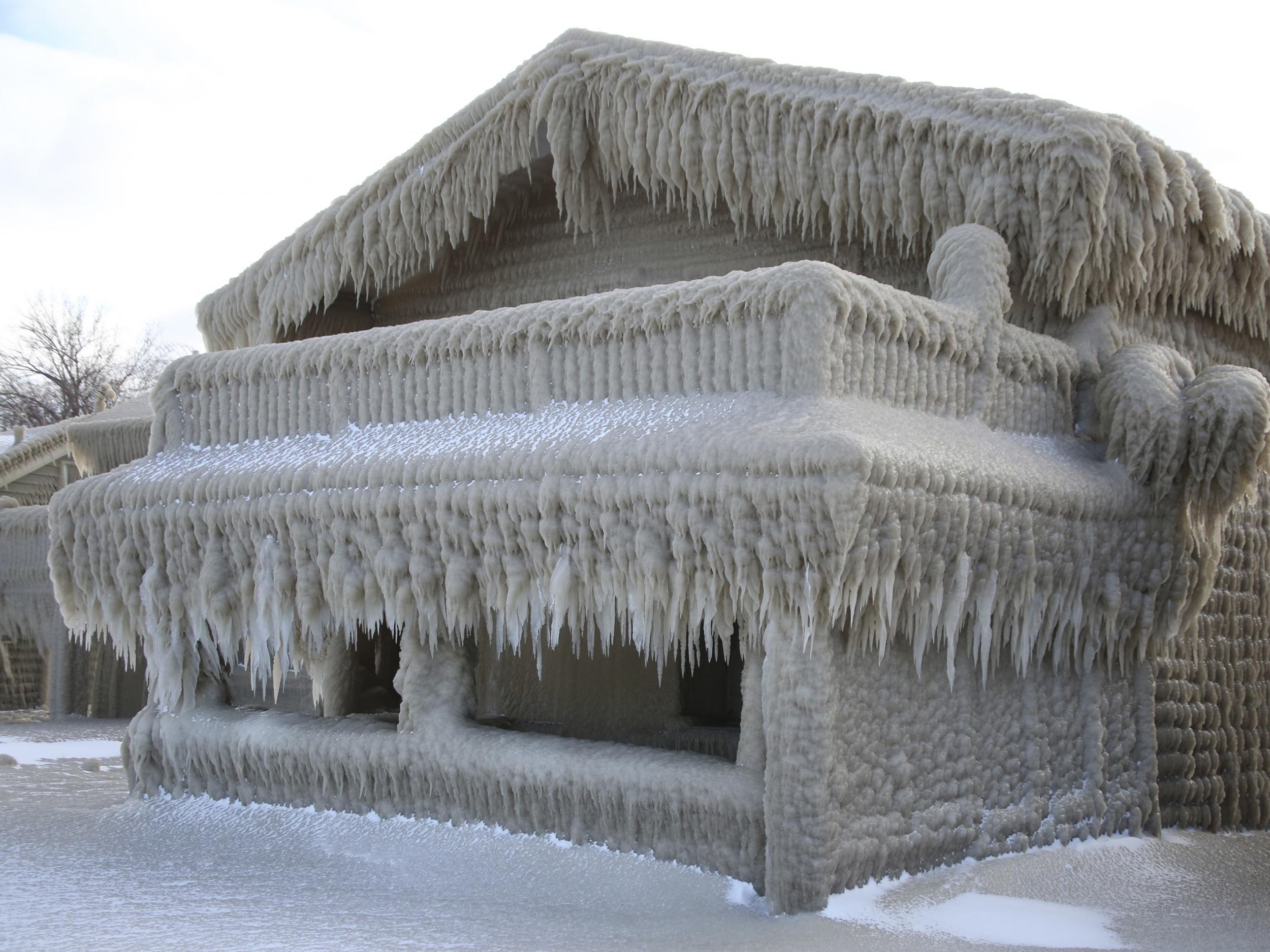 One fairytale home in Hamburg, which has been layered in a thick coating of ice after two days of storms