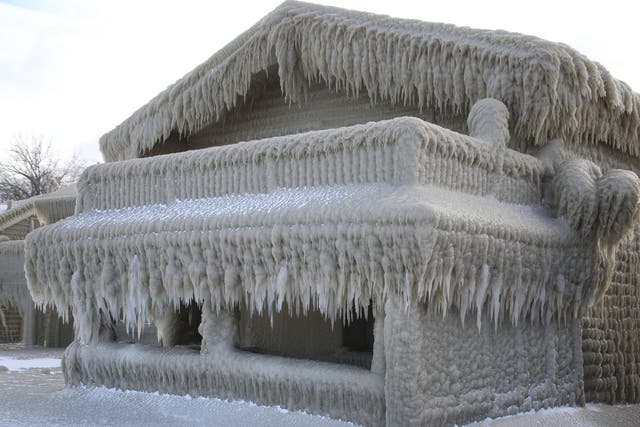 One fairytale home in Hamburg, which has been layered in a thick coating of ice after two days of storms