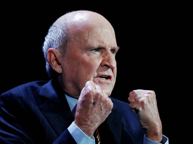 Jack Welch speaking during the World Business Forum in New York 5 October 2010