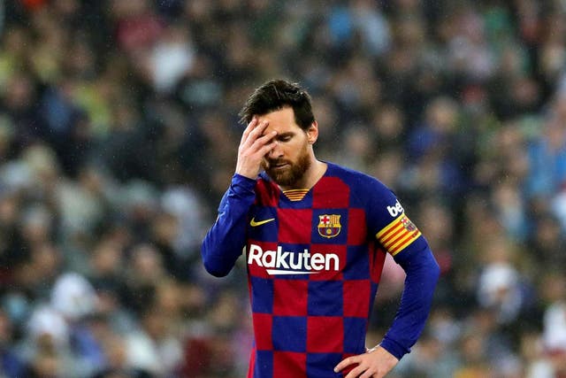 Messi looks dejected during his Barcelona side's defeat
